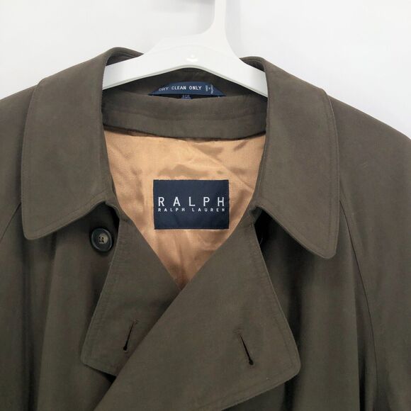 Ralph Ralph Lauren Mens Trench Coat 46 R Wool Blnd Removable Zip Out Liner Green - Picture 3 of 11